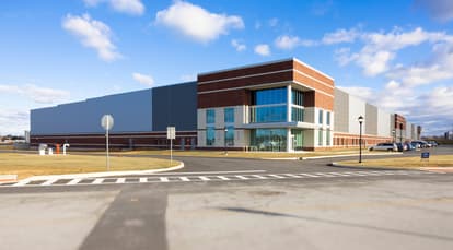 Exterior shot of Warehouse 424 at Greenfield North, Spring 2025